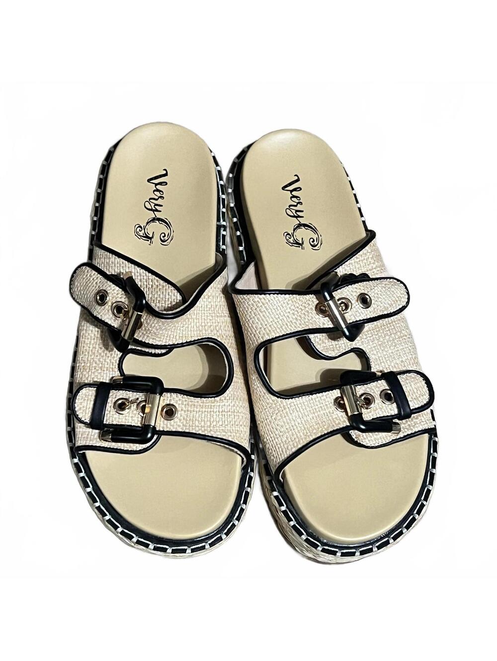 Very G Beige Buckle Slide Sandals - Women’s 10/Medium